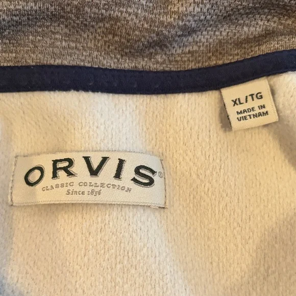 Orvis Men's Zip-Up Sweater in Gray and Navy - Picture 2 of 2